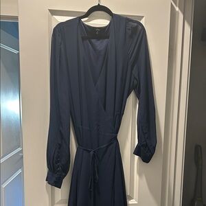 Lulu's Navy Long Sleeve Wrap Dress